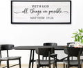With God All Things are Possible Framed Wall Art, 40''×15'' Positive Holy Religious Rustic Bible Verse for Christian God Jesus Christ Prayer, Vintage Horizontal Inspirational Catholic Scripture Decor-Ruum Studio Home