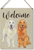 Qious Welcome Sign Gift Farmhouse Welcome Golden Retriever Wooden Hanging Sign Plaque Modern Wall Art Decor for Home Decoration 10 x 8 Inches-Ruum Studio Home