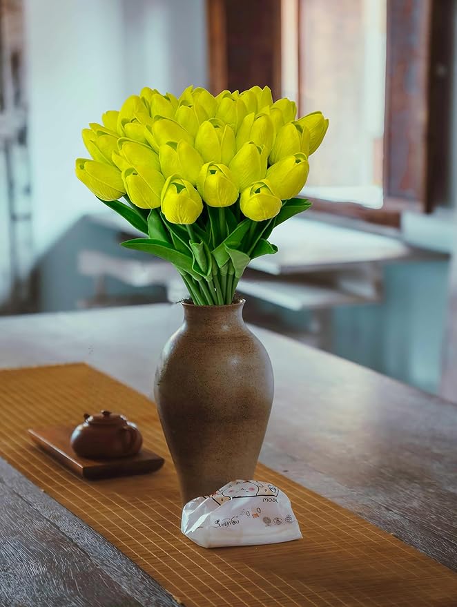 Fake Tulips Flowers 15 Pcs PU Artificial Flower Real Touch Tulip for Home Party Wedding Floral Arrangement Centerpiece Table Party Decoration-Ruum Studio Home