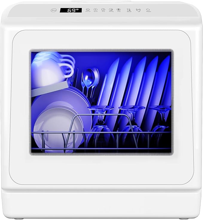 EUHOMY Portable Dishwasher Countertop Dishwasher, Mini Dishwasher Countertop with 5L Built-in Water Tank with 6 Modes, White, Table top dish washer with Baby Care for Apartment & RVs, No Hookup Needed-Ruum Studio Home