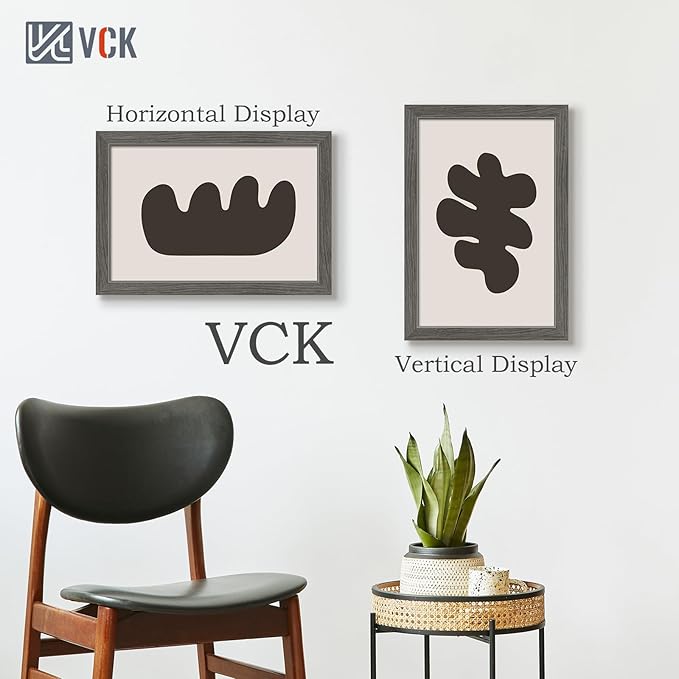 VCK 12x18 Frame Set of 3, Gray Solid Wood Poster Picture Frame, Exclusive Wood Grain, Wall Gallery Frame-Ruum Studio Home