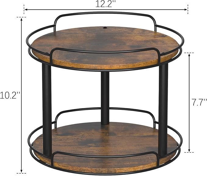 LAMU 12.2'' Wood Lazy Susan Turntable Organizer for Cabinet, 2 Tier Lazy Susan Spice Rack Organizer for Kitchen, Table Top, Countertop, Pantry, Bathroom-Ruum Studio Home