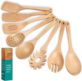Wooden Spoons for Cooking, 8 Pcs Beech Wood Wooden Kitchen Cooking Spoon Utensil Tools Set Includes Spatula Skimmer Pasta Scoop Non-Stick Cookware Safe by HOWHONG-Ruum Studio Home