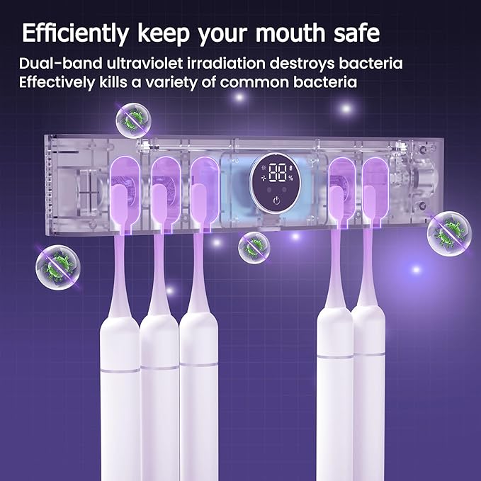 Electric Toothbrush Holder and Cleaner Auto Cleaning and Drying Toothbrushs in Circle Wall Mounted for Bathroom Accessory Auto Open/Close Cover Rechargeable Home Gadgets-Ruum Studio Home