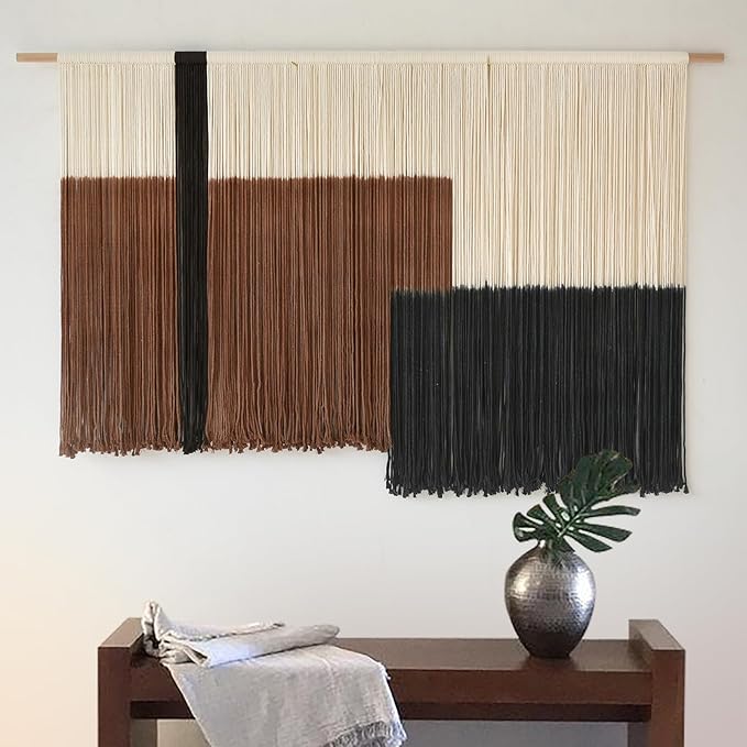Macrame Wall Hanging Large Dip Dye Tapestry Fiber Wall Art Boho Bedroom Décor 57''W*35''L-Ruum Studio Home