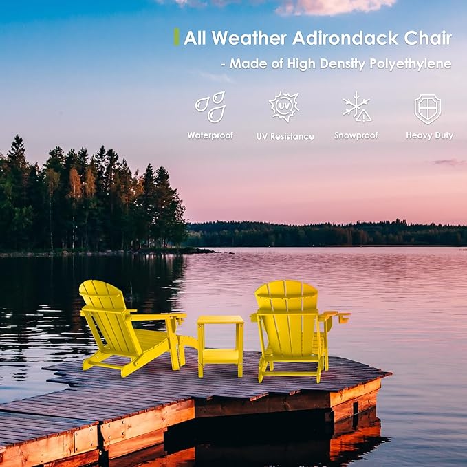 GREENVINES Adirondack-Ottoman | Set of 2 | HDPE Plastic | Outdoor Footrest | All Weather | Foot Rest | Foot Stool | Yellow | for Adirondack Chair | for Patio Backyard Pool-Ruum Studio Home