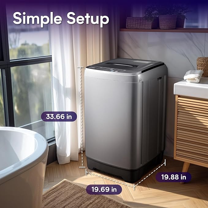 Portable Washing Machines 17.8LBS Full Automatic Clothes Washer and Spinner Combo with 10 Programs and 8 Water Levels, Compact Laundry Wash Spin Dryer for Apartment RV Dorm Home, Grey-Ruum Studio Home