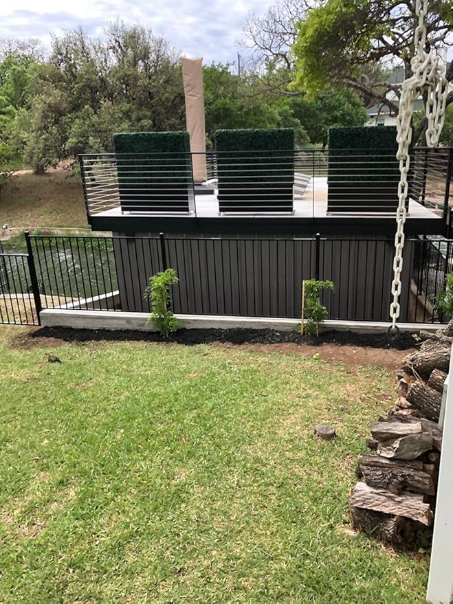 Artificial Boxwood Hedge Divider Wall with Black 201 Stainless Steel Planter Box (60" L X 48" H X 14" D)-Ruum Studio Home