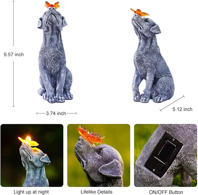 Goodeco Dog Statue with Butterfly - Ideal Gifts for Dad, Mom or Birthdays, Beautifully Crafted Outdoor Decorations to Wow Your Guests-Ruum Studio Home