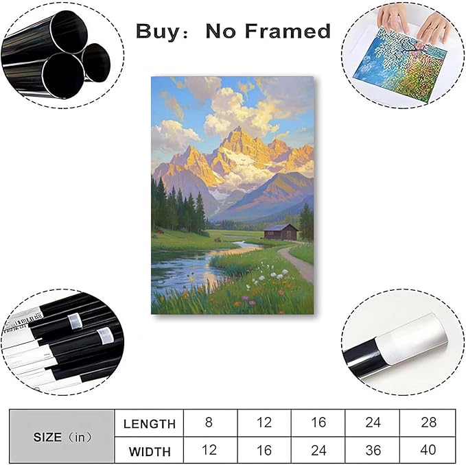 The mountain stream and lawn scenery under the sun is suitable for posting in the living room bedroom office landscape poster wall painting-Ruum Studio Home