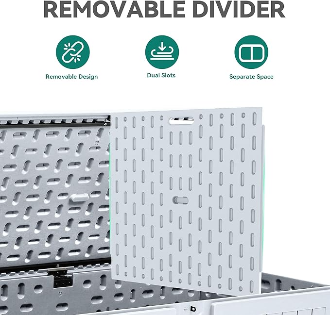 YITAHOME 200 Gallon Extra Large Deck Box, Double-Wall Resin Outdoor Storage Box with Flexible Divider for Patio Cushions Pool Supplies Garden Tools, 990 lbs Load Capacity, Lockable (White)-Ruum Studio Home