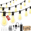 75FT Outdoor String Lights Waterproof with 50+4 Bulbs (1.5FT Bulbs Spacing), Remote & Dimmer, Commercial Patio String Lights with 3 Mode Light & Timing, 100PC Mounting Ties for Outside-Ruum Studio Home