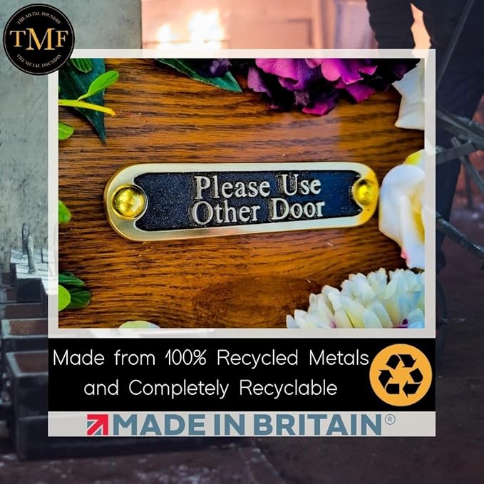 Please Use Other Door Brass Door Sign. Traditional Style Home Décor Wall Plaque Handmade By The Metal Foundry UK.-Ruum Studio Home
