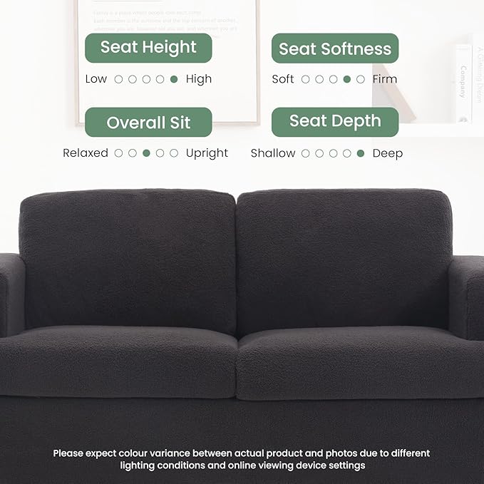 Ottoman Sofa, Modern Comfortable Ottoman with Storage Space for Living Room Apartment Lounge Sofa, Black Bouclé-Ruum Studio Home