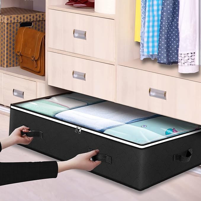 6 Pack Under Bed Storage Containers Organizer, Large Capacity Underbed Clothes Storage Bins, Bedroom Organization and Storage, Foldable Storage Bags for Clothes Pillow Blankets Bedding-Ruum Studio Home