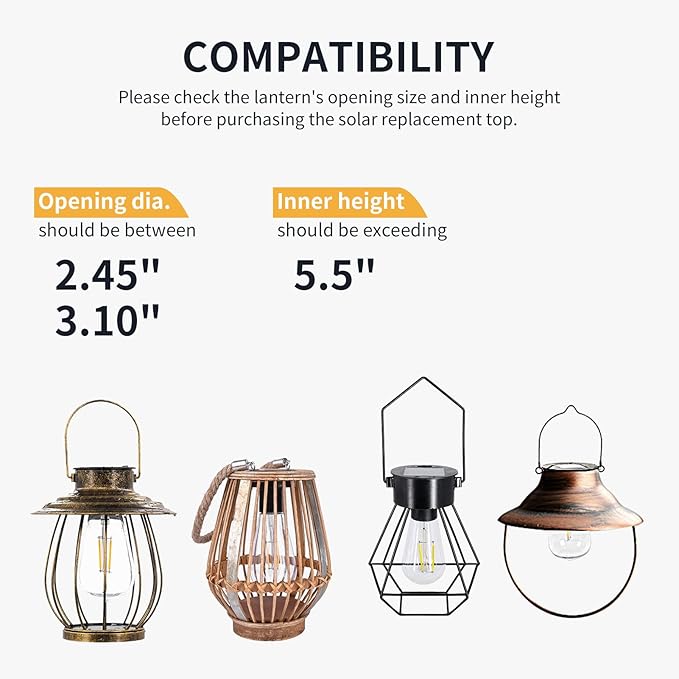 Replacement Solar Light Parts-Solar Lanterns Outdoor Waterproof Two Sizes for Versatile Switching 2 Pack They Can Serve As Accessories Or Stand Alone As Lanterns-Ruum Studio Home