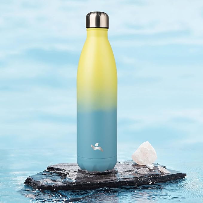 Insulated Water Bottles,25 oz Double Wall Stainless Steel Vacumm Metal Flask for Sports Travel,Sandy Beach-Ruum Studio Home