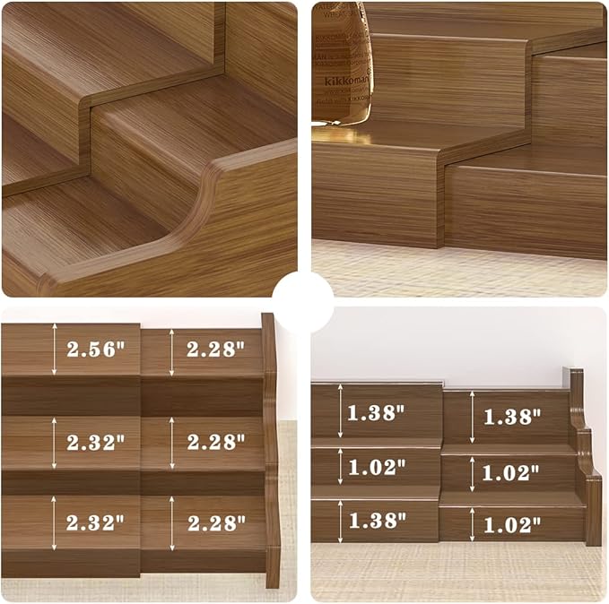 Bamboo Spice Rack Cabinet Organizer - 3 Tier Wooden Expandable Walnut Display Shelf-Ruum Studio Home