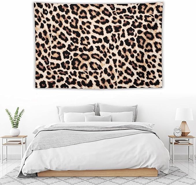 HZOHNAGO Leopard Print Tapestry Rustic Brown Leopard Wild Animal Printed Wall Tapestry Painting Wall Hanging for Bedroom Living Room Dorm 90" W x 60" H-Ruum Studio Home