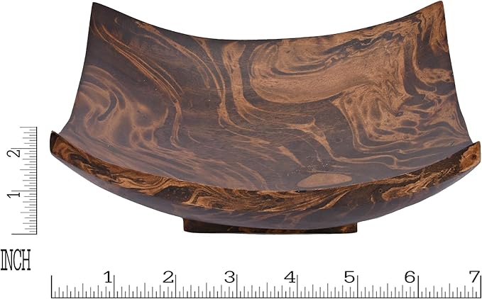AeraVida Square-Shaped Mango Tree Wood with Dark Stain Serving Dish or Fruit Bowl | Wood Decor Bowl-Ruum Studio Home