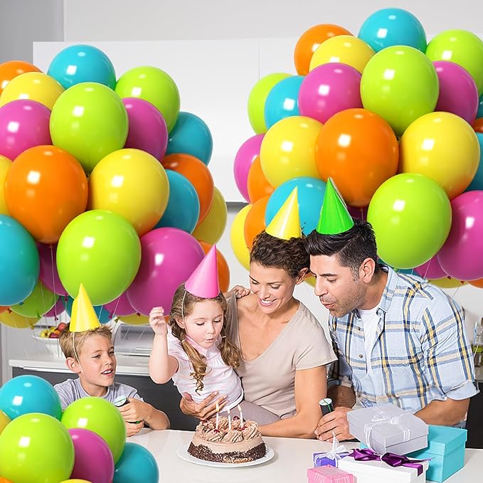 Tropical Balloons 12 Inch Summer Hawaiian Hot Pink Orange Teal Yellow Green Colorful Latex Party Balloon Multicolor for Luau Pool Aloha Beach Birthday Baby Shower Wedding Party Decoration-Ruum Studio Home