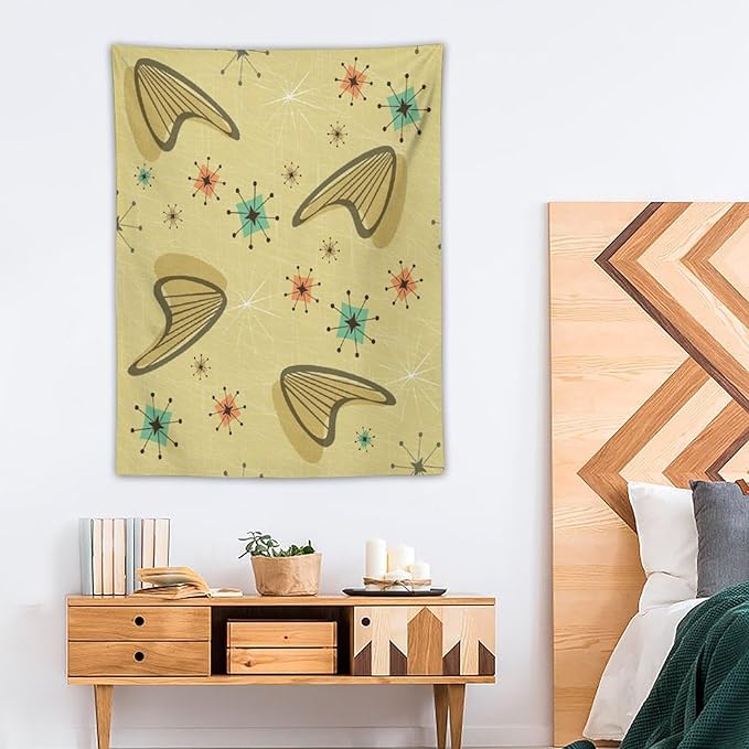 ICMOLYYENLO Boho Medieval Cat Tapestry, Abstract Atomic Starburst Geometric Aesthetic Art Wall Hanging For Bedroom Living Room Dormitory 60x60 Inches-Ruum Studio Home