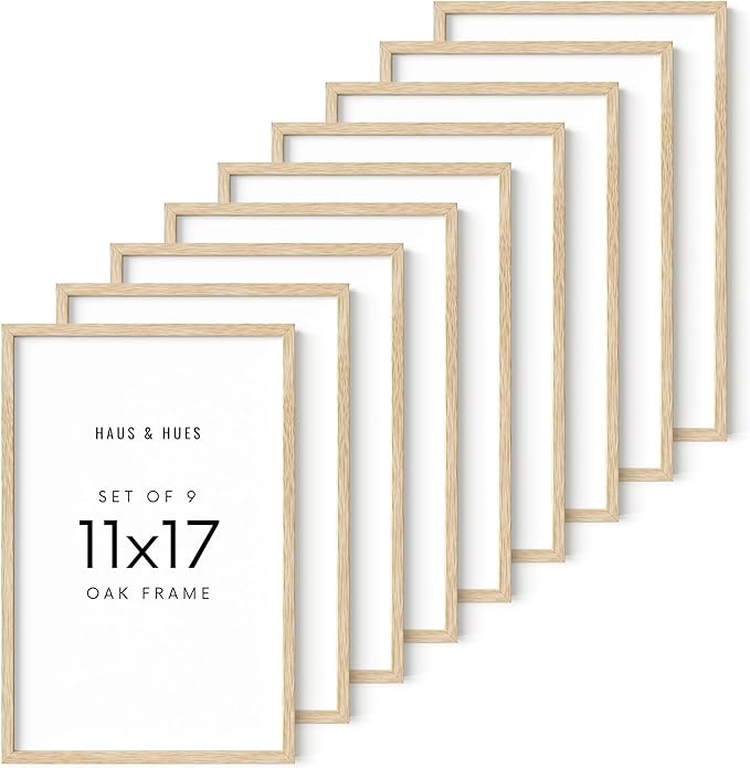 HAUS AND HUES 11x17 Picture Frame Set of 9-11 X 17 Frame Wood Picture Frames, 11x17 Poster Frame Wooden Picture Frames, 17x11 Picture Frame Wooden Frames, Frame 11x17 Natural Wood Frame-Ruum Studio Home