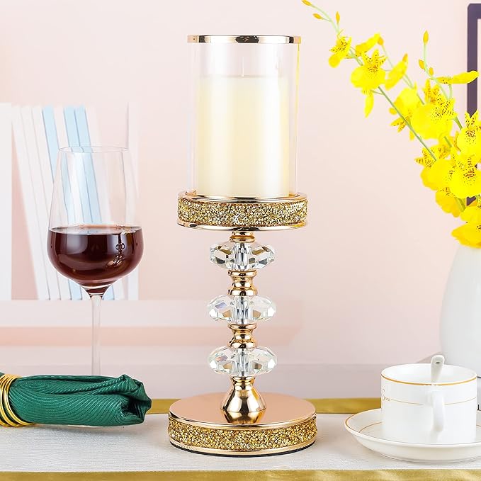 Candle Holder, Pillar Candle Holders, Crystal Candlesticks Holder for Wedding, Parties, Events, Chirstmas,Home Decor, Table Centerpieces CH028D (L)-Ruum Studio Home
