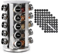 DOUBLE 2 C Revolving Spice Rack with 20 Jars, Rotating Spice Rack Organizer, Seasoning Organizer with Labels, Stainless Steel Spice Carousel for Kitchen Countertop, Cabinet-Ruum Studio Home
