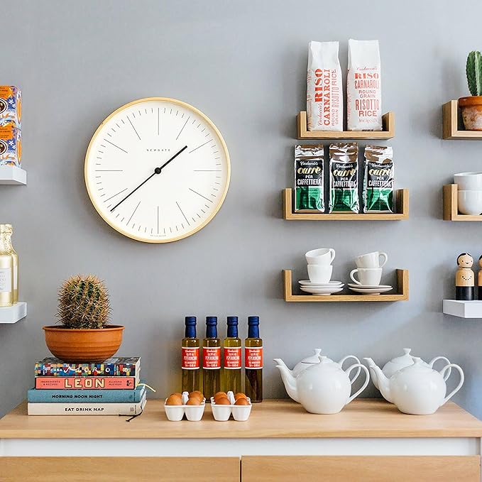 NEWGATE® Mr Clarke Wall Clock | Large Scandi Inspired Plywood Clock | 16 inch | Pale Wood case with Marker dial | Modern Minimalist Design for Kitchen, Living Room or Office-Ruum Studio Home
