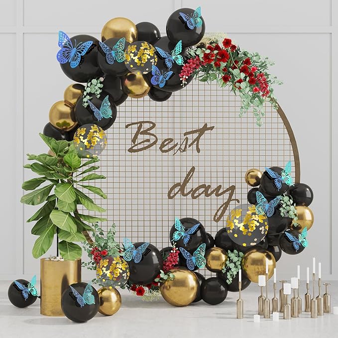 SAOROPEB 3D Butterfly Wall Decor - 48 Pcs, 4 Styles, 3 Sizes - Removable Stickers for Birthday & Party Decorations-Ruum Studio Home