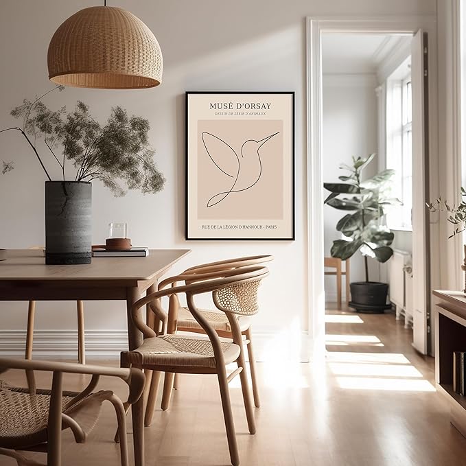 Poster Master Vintage Poster - Retro One Line Hummingbird Drawing Print - Bird Line Art - Minimal Gift for Him, Her, Animal Lover - Abstract Decor for Home, Office - 8x10 UNFRAMED Wall Art-Ruum Studio Home