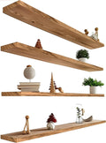 48 Inch Floating Shelves for Wall Rustic Light Wood Wall Shelves for Bedroom Set of 4-Ruum Studio Home