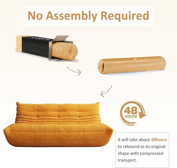 Bean Bag Chair, Oversized Bean Bag Chair for Living Room, Fireside Chair for Adults with Memory Foam Filled, Big Accent Lounge Floor Sofa for Reading, Relax, No Assembly Required. (Yellow 3-Seater)-Ruum Studio Home