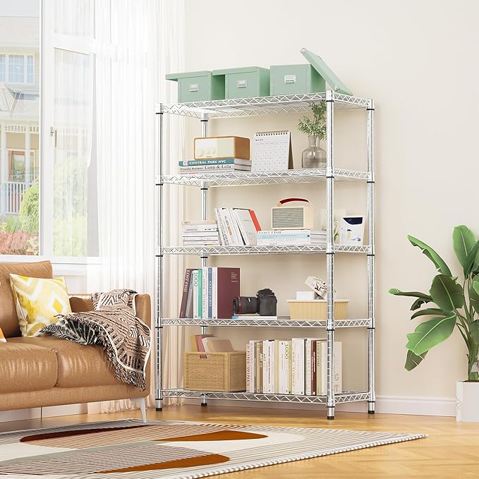 1750 LBS Storage Shelves 5-Tier Utility Shelving Unit Steel Organizer Wire Rack for Home,Kitchen,Office,Garage, Capacity 17.7" D x 47.2" W x 72.3" H-Ruum Studio Home