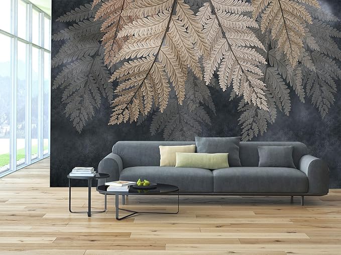 WFBHUA-Vintage Botanical Leaf Wallpaper Mural Dark Plant Leaves Wall Murals Decor for Living Room Bedroom(Not Peel and Stick)-Ruum Studio Home