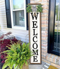 Surfapans Welcome Sign for Front porch Standing 45"X9"Large Wood Frame Outdoor Tall Welcome Signs Vertical Decor for Farmhouse Rustic Home Modern Outside Front Door Wall Decorations (Wood White)-Ruum Studio Home