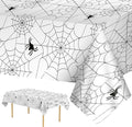 2 Pcs Halloween Tablecloth - Plastic Halloweens Spider Webs Table Cloth, White Disposable Rectangle Spiderweb Table Cover for Halloween Party Decorations Supplies Favors Tables Decor, 108 x 54 Inch-Ruum Studio Home