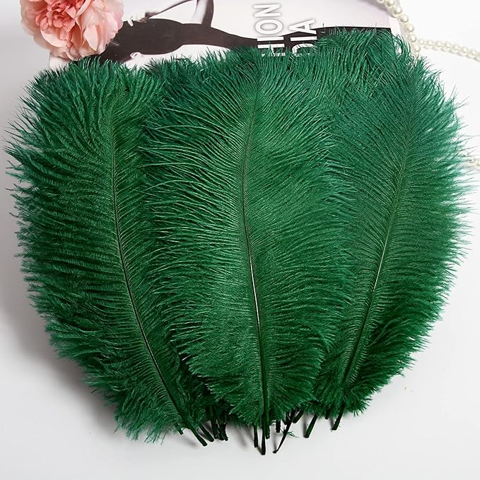 THARAHT 24pcs Ostrich Feathers Natural Bulk 10-12Inch 25cm-30cm for Wedding Party Centerpieces Easter Gatsby Flower Arrangement and Home Decorate Ostrich Feathers,Cyan-Ruum Studio Home