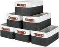 DULLEMELO Small Storage Baskets 6 Pack, Fabric Collapsible Gift Storage Baskets for Shelves, Closets, Nursery, Home, Office Organizing,Small Canvas Linen Rectangular Storage Bins (White&Black)-Ruum Studio Home