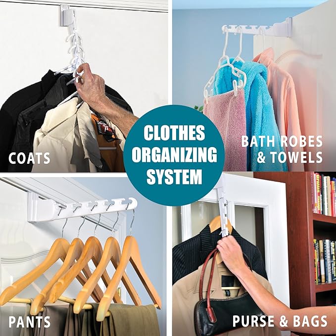 Wonder Hanger Over The Door 2-Pack Organizer for Clothes Hangers, Space-Saving Cascading Hanger Hooks, White-Ruum Studio Home