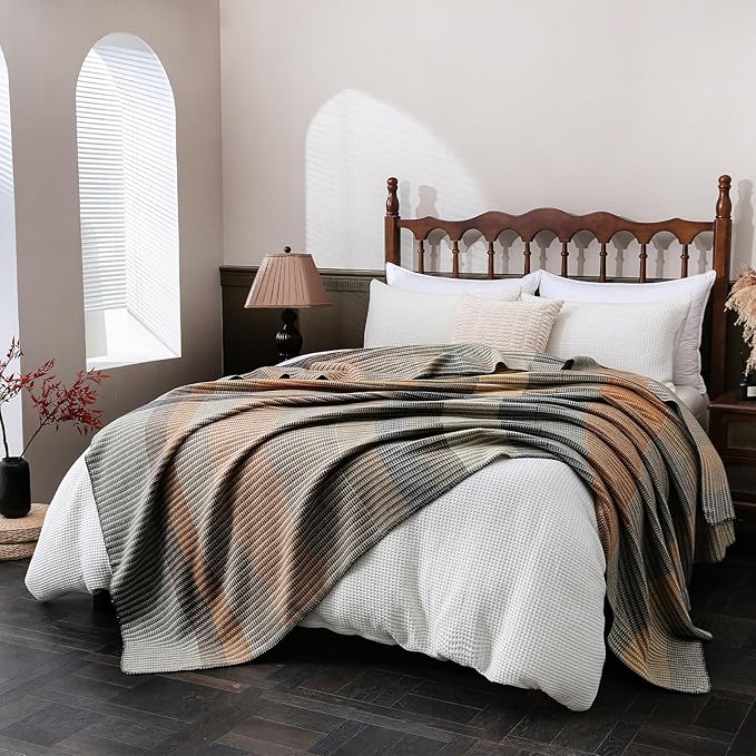 YOUR MOON Pure Merino Wool Queen Size Bed Blanket, 100% Australian Natural Wool, Washable, Hypoallergenic - Non-Itchy (Brownish Blue, 90 * 90)-Ruum Studio Home