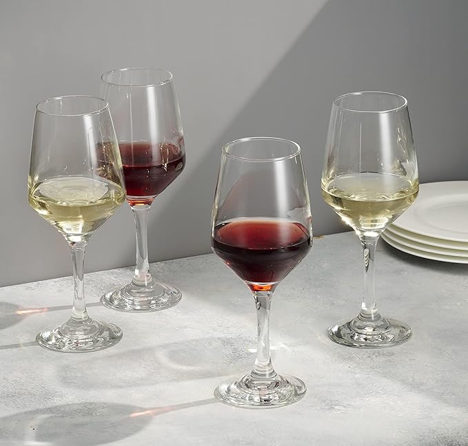 Godinger Wine Glasses, Italian Made Red Wine Glasses, Wine Glass, Stemmed Drinking Glasses, Glass Cups - Made in Italy, 15oz, Set of 4-Ruum Studio Home