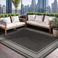 Beverly Rug Large Outdoor Rug 9x12 Modern Bordered Area Rugs for Indoor and Outdoor Patio Deck Porch Garden Waterproof Weather Sun Resistant Washable Outside Carpet (9 x 12 Dark Gray)-Ruum Studio Home
