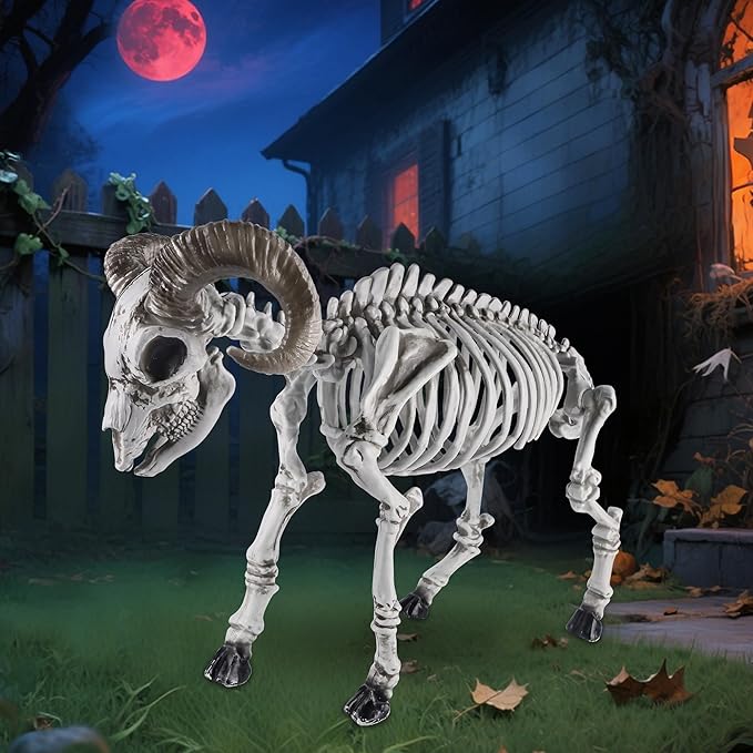 DR.DUDU Goat Skeletons Halloween Decorations – 26 Inch Long Life Size Skeleton Animals for Outdoor, Yard, Lawn Decor - Realistic Farm Skeleton Goat Party Props Scary Halloween Décor-Ruum Studio Home