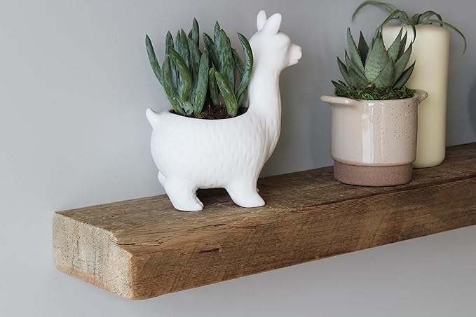 Urban Legacy Reclaimed Barnwood Planks | Floating Shelves for Wall w/Flush Mount Shelf Bracket Set Included | Set of 2 (Natural, 40"x 4.5"x 2")-Ruum Studio Home