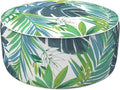 LVTXIII Outdoor/Indoor Round Inflatable Ottoman, All Weather Patio Footstool, Portable Footrest Seat for Patio Garden, Camping or Home, 21"x21"x9", Islamorada Blue Green-Ruum Studio Home