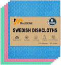 Swedish Dishcloths, Reusable Soft Kitchen Towels, Absorbent Sponge Cleaning Cloths, Washable Quick Drying, 6 Pack, Assorted-Ruum Studio Home