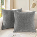 CaliTime Throw Pillow Covers Decorative 16 X 16 Inches Pack of 2 Cozy Chenille Cushion Cases for Couch Sofa Bed Living Room Home Medium Grey-Ruum Studio Home