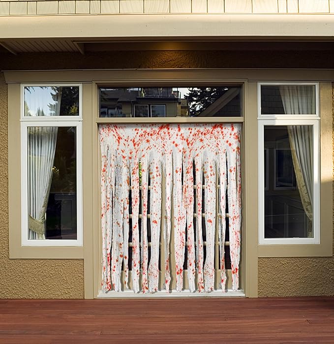 RunNico 85" x 60" 2pcs Halloween Door Curtain Decoration with Bloody Hand Prints - Bloody Doorway Curtain Halloween Creepy Cloth for Haunted House, Horror Theme Party-Ruum Studio Home